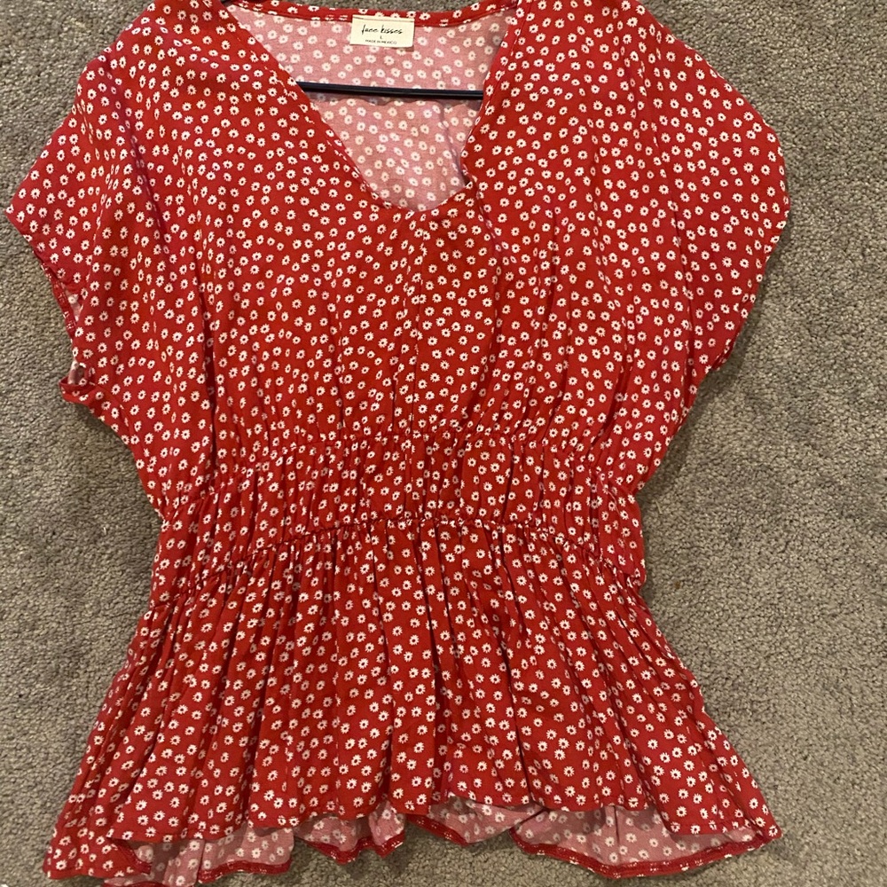 Red large floral shirt